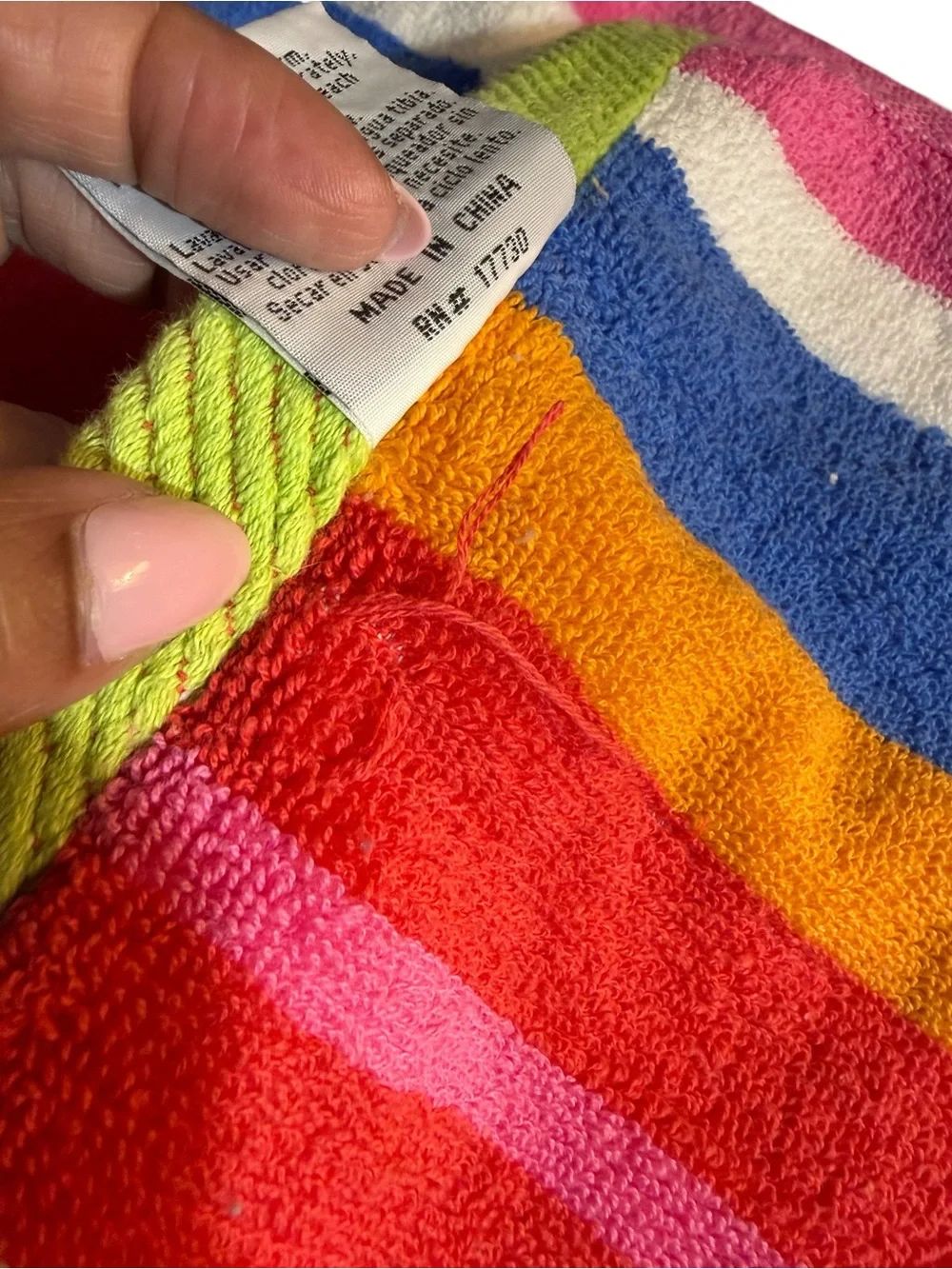 Oversized Bright Multicolor Striped Beach Towel - Green, Yellow, Aqua, Red, Blue